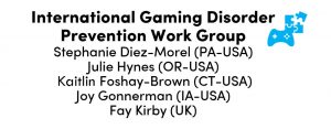 image of individuals' names comprising the International Gaming Disorder Prevention Work Group