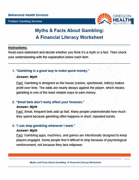 First page of Myths and Facts for Educators